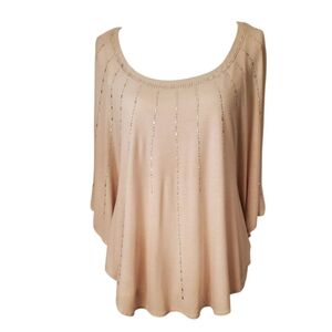 White House Black Market Champagne Dolman Blouse with Studded Detail Size M